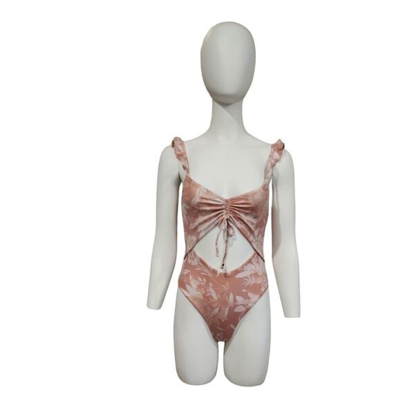 P2F Power 2 The Flower Pink Floral Cut Out  1 PC Swim - Picture 1 of 10